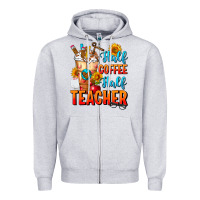 Heather Grey Half Coffee Half Teacher Zipper Hoodie - FaDigitalArtStudio