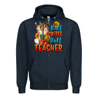 Navy Half Coffee Half Teacher Zipper Hoodie - FaDigitalArtStudio