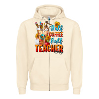 Sandshell Half Coffee Half Teacher Zipper Hoodie - FaDigitalArtStudio