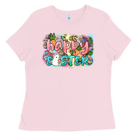 Bubblegum Pink Happy Easter Ladies Tee - NancyCooperArtShop