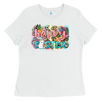 White Happy Easter Ladies Tee - NancyCooperArtShop