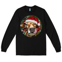 Black Hereford Cow Christmas Long Sleeve Tee - RanaPortraitStore