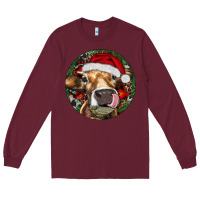 Burgundy Hereford Cow Christmas Long Sleeve Tee - RanaPortraitStore
