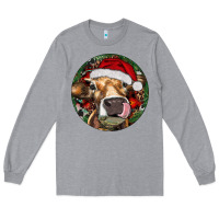 Heather Grey Hereford Cow Christmas Long Sleeve Tee - RanaPortraitStore