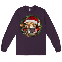 Plum Hereford Cow Christmas Long Sleeve Tee - RanaPortraitStore