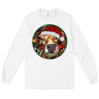 White Hereford Cow Christmas Long Sleeve Tee - RanaPortraitStore