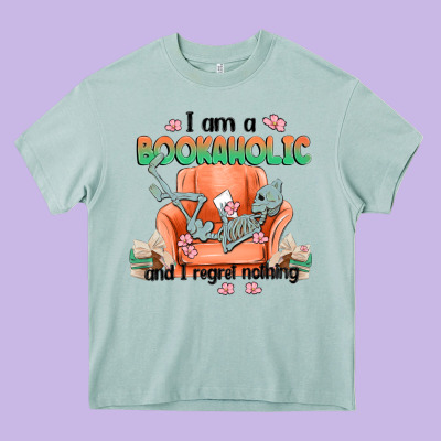 Bookaholic Heavy Core Tee Designed By Maliassmallbusiness