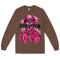 Chestnut Survivor Breast Cancer with boxing gloves Long Sleeve Tee - NancyCooperArtShop