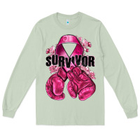Matcha Survivor Breast Cancer with boxing gloves Long Sleeve Tee - NancyCooperArtShop