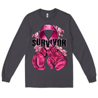 Smoke Survivor Breast Cancer with boxing gloves Long Sleeve Tee - NancyCooperArtShop