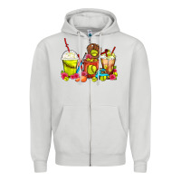 Dove Grey Softball Coffee Cups Zipper Hoodie - FaDigitalArtStudio