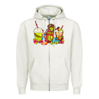 Oatmeal Heather Softball Coffee Cups Zipper Hoodie - FaDigitalArtStudio