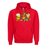 Red Softball Coffee Cups Zipper Hoodie - FaDigitalArtStudio
