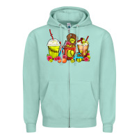 Seafoam Softball Coffee Cups Zipper Hoodie - FaDigitalArtStudio