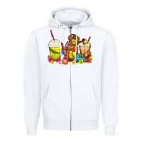 White Softball Coffee Cups Zipper Hoodie - FaDigitalArtStudio