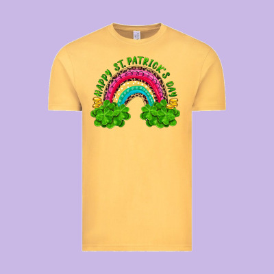 Happy St Patricks Day Rainbow And Shamrock Vintage Tee Designed By Ranaportraitstore