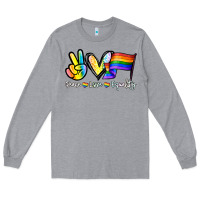 Heather Grey Peace love equality Long Sleeve Tee - NancyCooperArtShop
