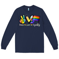 Navy Peace love equality Long Sleeve Tee - NancyCooperArtShop
