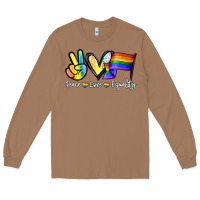 Toasted Coconut Peace love equality Long Sleeve Tee - NancyCooperArtShop