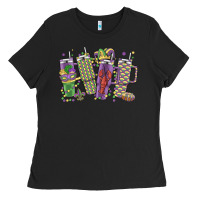 Black mardi gras coffee Ladies Tee - MaliasSmallBusiness