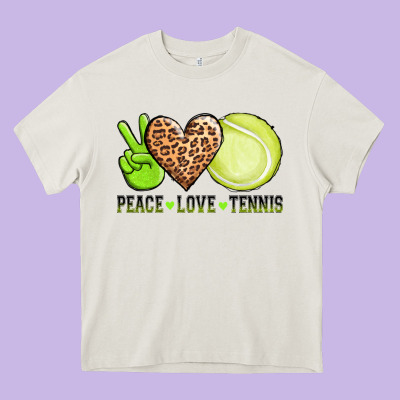 Peace Love Tennis Heavy Core Tee Designed By Adodesignshop