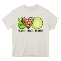 Cream peace love tennis Heavy Core Tee - AdoDesignShop