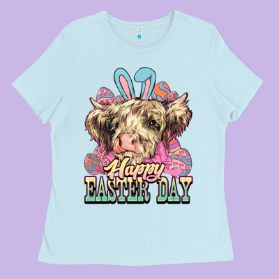 Easter Day Cow Ladies Tee Designed By Nancycooperartshop