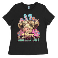 Black Easter Day Cow Ladies Tee - NancyCooperArtShop