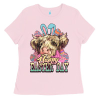 Bubblegum Pink Easter Day Cow Ladies Tee - NancyCooperArtShop
