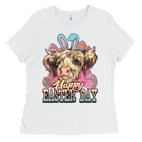 White Easter Day Cow Ladies Tee - NancyCooperArtShop