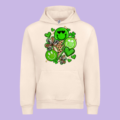 St Patrick's Day Green Smile Urban Hoodie Designed By Artiststas