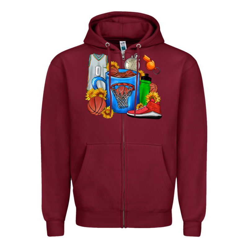 Basketball Coffee Cup Zipper Hoodie by FaDigitalArtStudio | Teevron