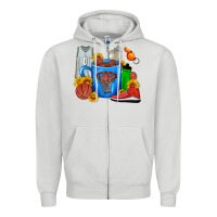 Dove Grey Basketball Coffee cup Zipper Hoodie - FaDigitalArtStudio