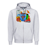 Heather Grey Basketball Coffee cup Zipper Hoodie - FaDigitalArtStudio