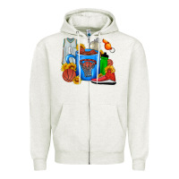 Oatmeal Heather Basketball Coffee cup Zipper Hoodie - FaDigitalArtStudio