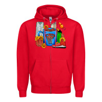 Red Basketball Coffee cup Zipper Hoodie - FaDigitalArtStudio