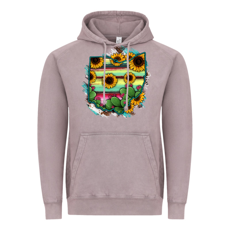 Ohio Map Sunflower Cactus Serape Vintage Hoodie by RanaPortraitStore | Teevron