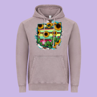 Ohio Map Sunflower Cactus Serape Vintage Hoodie Designed By Ranaportraitstore