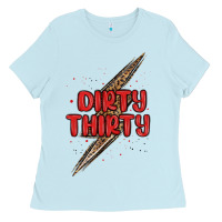 Baby Blue dirty thirty lightning bolt Ladies Tee - MaliasSmallBusiness