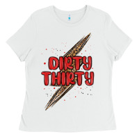 White dirty thirty lightning bolt Ladies Tee - MaliasSmallBusiness