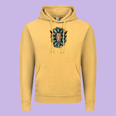 Western Gemstone Bull Skull Vintage Hoodie Designed By Bettercallsaul