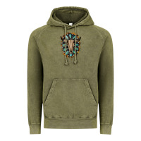 Vintage Olive Western Gemstone Bull Skull Vintage Hoodie - Bettercallsaul