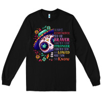 Black You are braver than you think sugar skull Long Sleeve Tee - NancyCooperArtShop
