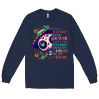 Navy You are braver than you think sugar skull Long Sleeve Tee - NancyCooperArtShop