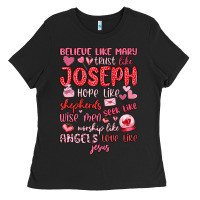 Black believe like mary trust like joseph valentine s da Ladies Tee - MaliasSmallBusiness