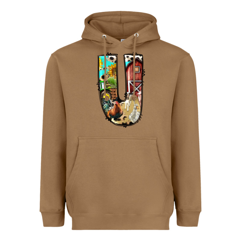 Farm Life Alphabet Lowercase Letters U Heavyweight Hoodie by BundleAndBundleShop | Teevron