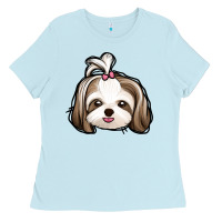Baby Blue shih tzu Ladies Tee - Jasminsmagicworld