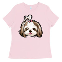 Bubblegum Pink shih tzu Ladies Tee - Jasminsmagicworld