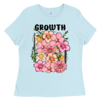 Baby Blue growth flower Ladies Tee - MaliasSmallBusiness