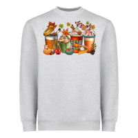Heather Grey fall coffee cups Heavyweight Sweatshirt - CowGirlArtShop